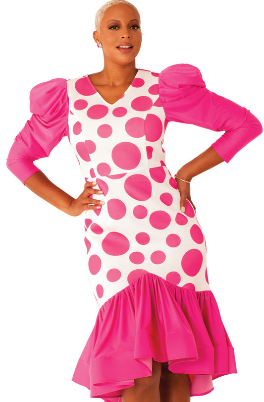 For Her By Tally Taylor 82139-FWW-CO ( 1pc Novelty Womens Dress With Puff Shoulders And Bubble Pattern )
