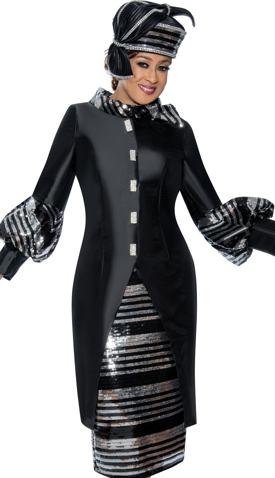 Dorinda Clark Cole 309052-BLK-IH Church Suit-Hat