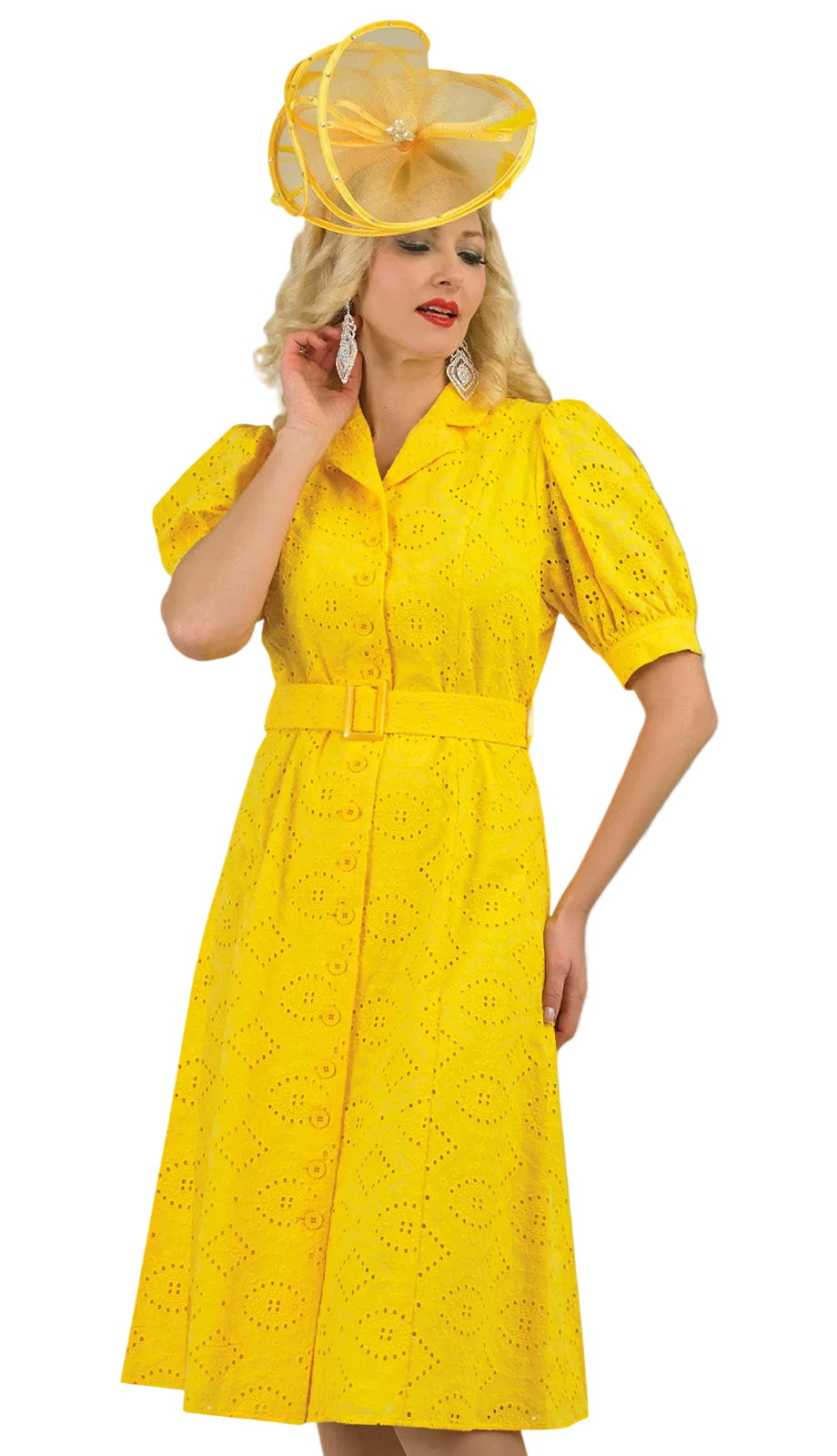 yellow church dress for women Lily And Taylor 4990-YLW Yellow / 12