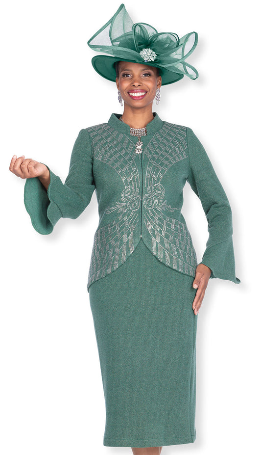 Champagne Italy Knit 5968-GRN-QS Church Suit for Women