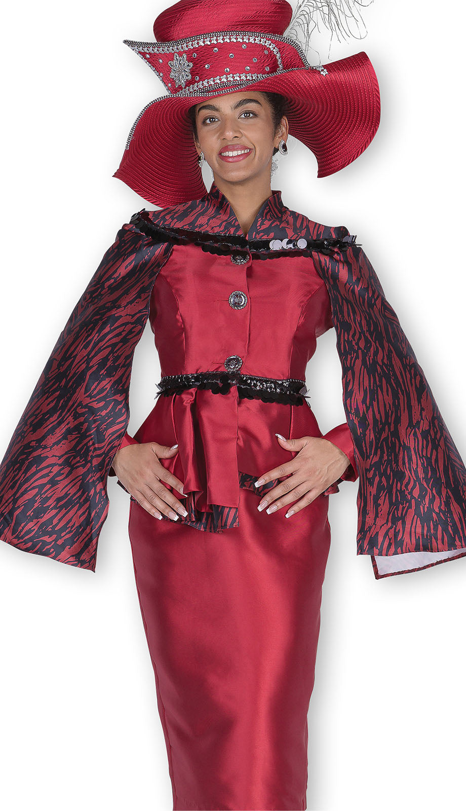 Champagne Italy "6121-RED" Unisex Church Suit