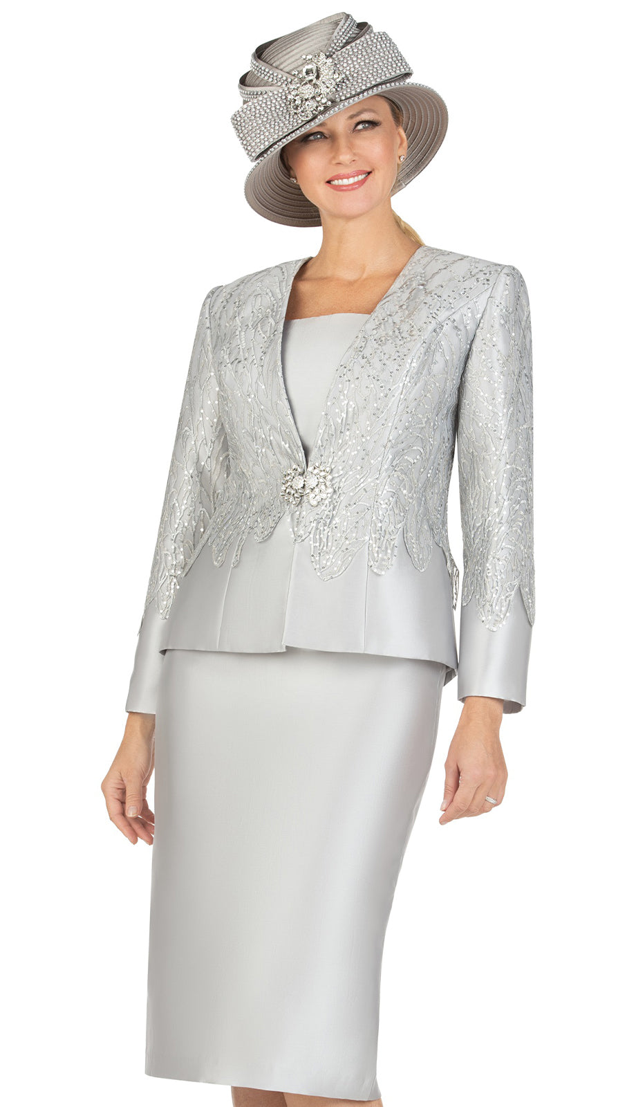 Giovanna G1194-SILV Church Suit