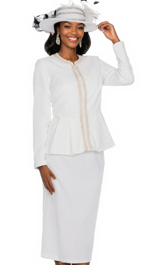 Champagne Italy Knit 5958-OFWT-QS Church Suit