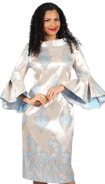 Diana Couture 8736-BLU Church Dress