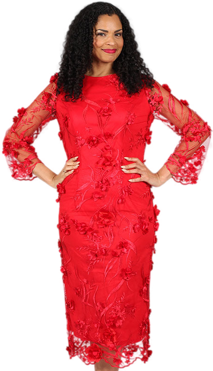 Diana Couture 8746-RED Church Dress