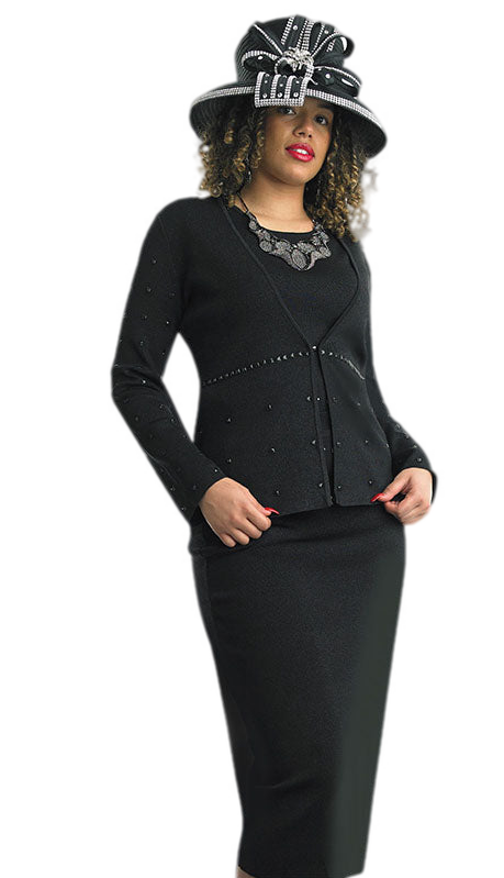 Lily And Taylor 726-BLK Church Suit-Hat