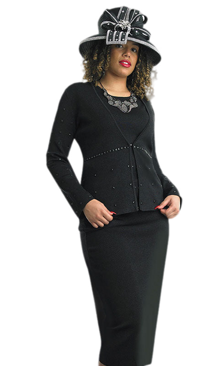 Lily And Taylor 726-BLK Church Suit-Hat