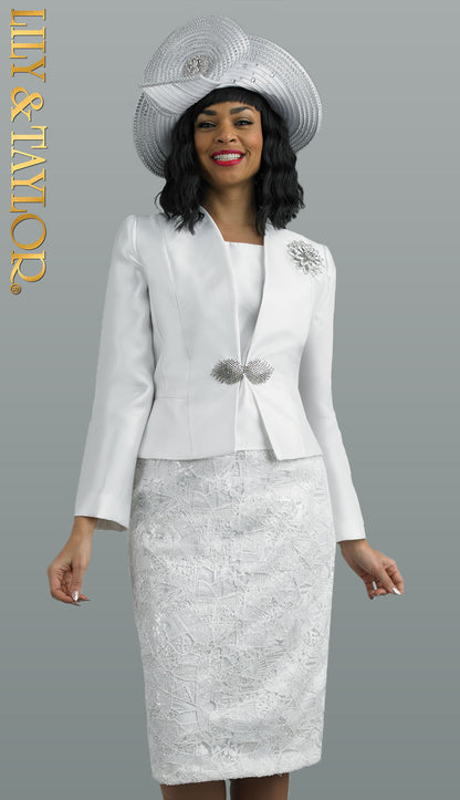 Lily And Taylor 4653-WHT Church Suit