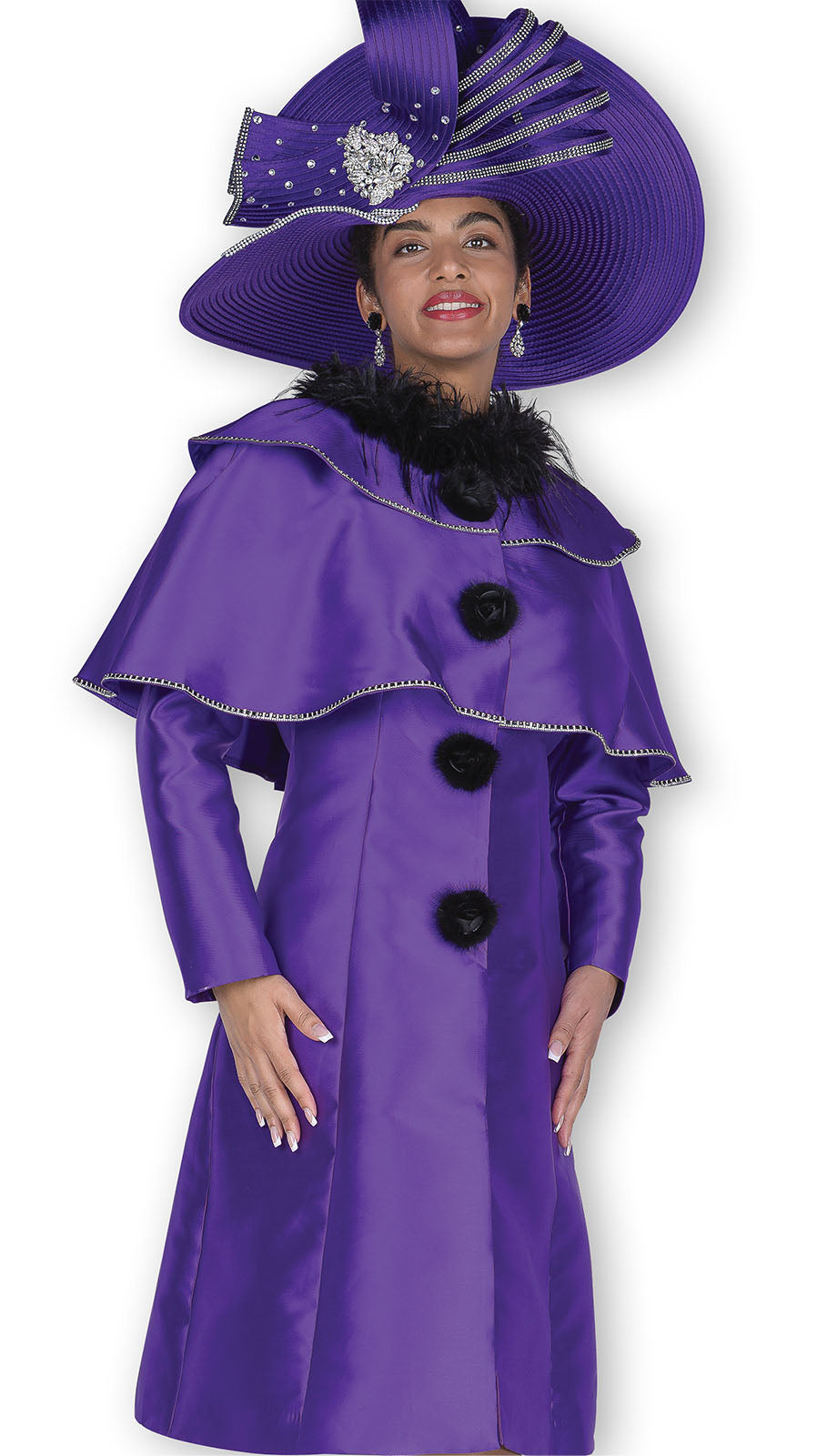 Champagne Italy 6116-PUR-H Church Dress-Hat