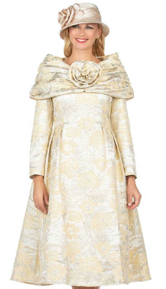 Giovanna D1568-CHM-CO ( 2pc Brocade Ladies Church Dress With Detachable Shawl )