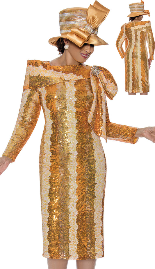 Dorinda Clark Cole 309071-GLD-QS Church Dress For Women