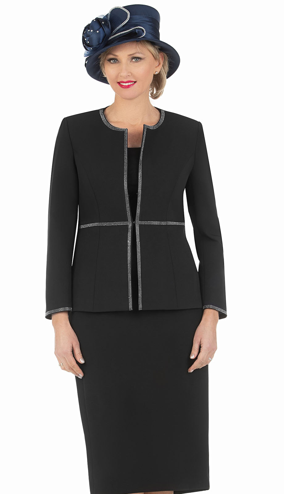 Giovanna 0652-BLK Church Suit-Hat