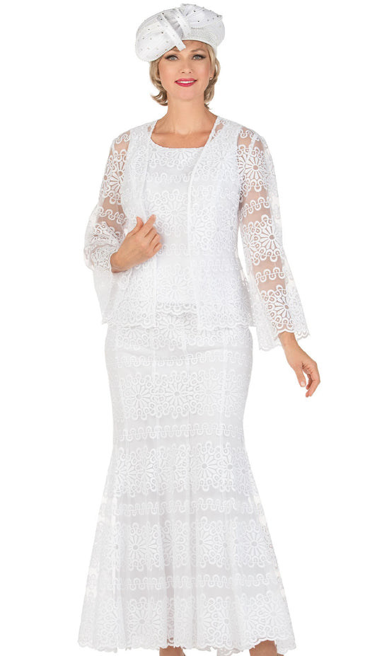 Giovanna 0974-WHT-H Church Dress-Hat