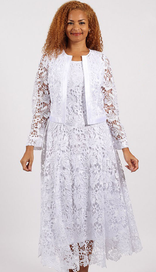 Diana Couture 8190-WHT-CO Womens Jacket Dress