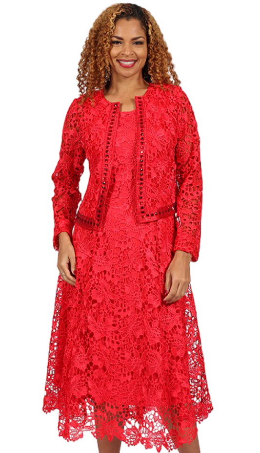 Diana Couture 8190-RED Church Dress