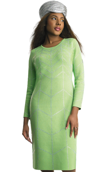 Lily and Taylor 602-GRN Knit Church Dress