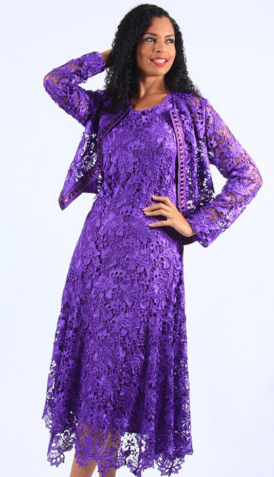 Diana Couture 8190-PUR-CO Womens Jacket Dress