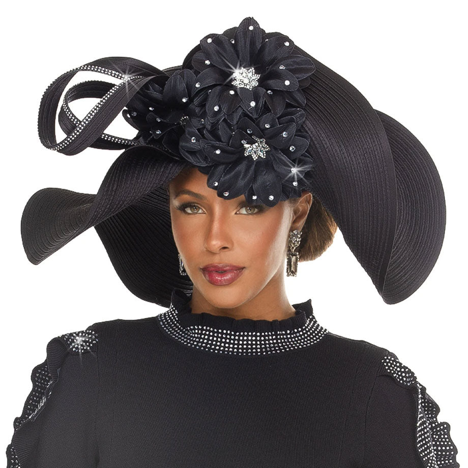 Donna Vinci H13469-BLK-QS Church Hat