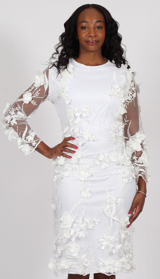 Diana Couture 8746-WHT Womens Church Dress