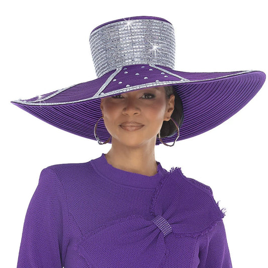 Donna Vinci H13479-PUR-QS Church Hat