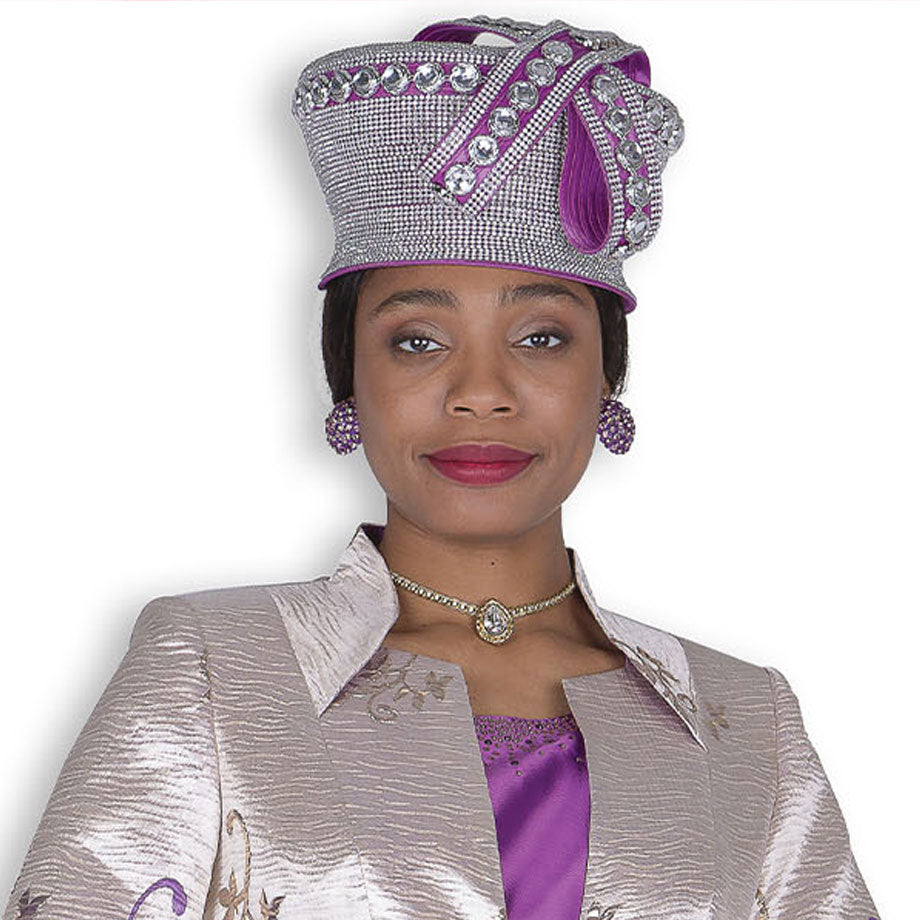 Champagne Italy H6352-PUR-IH Church Hat