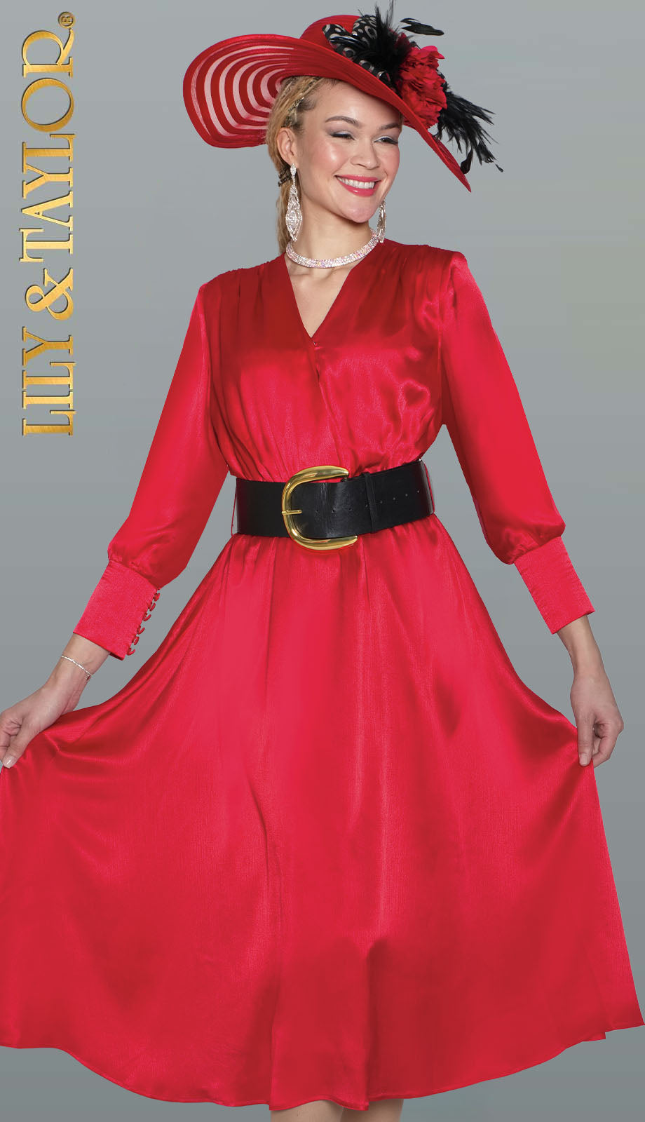Lily And Taylor 5077-RED Church Dress