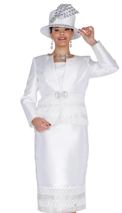 Champagne Italy 6408-WHT Church Suit