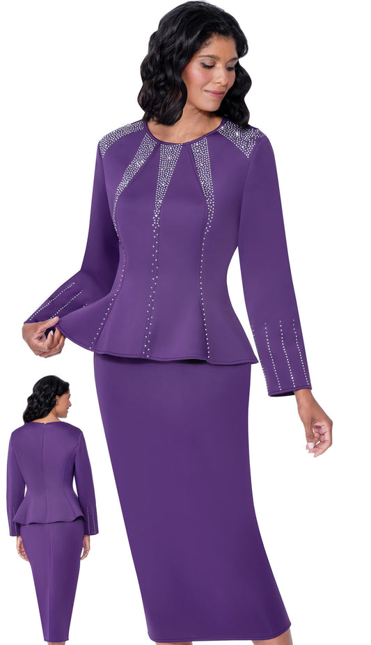 Stellar Looks SL600632-PUR-QS Womens Church Suit