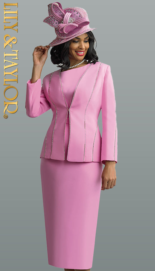Lily And Taylor 4619-PNK-H Church Suit-Hat