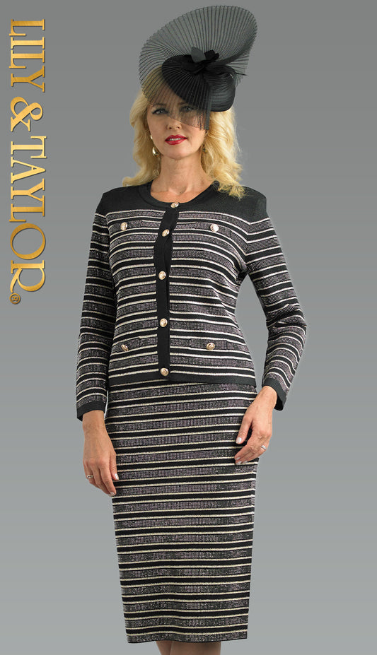 Lily And Taylor 839-BLK-QS Church Suit