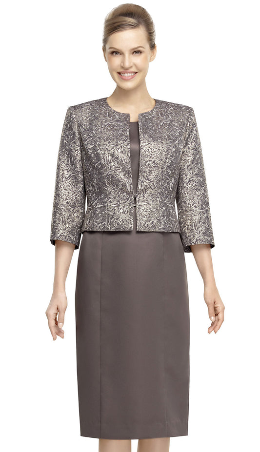 Nina Nischelle 2947-MOC-CO ( 2pc Novelty And Satin Church Dress With Textured Jacket )