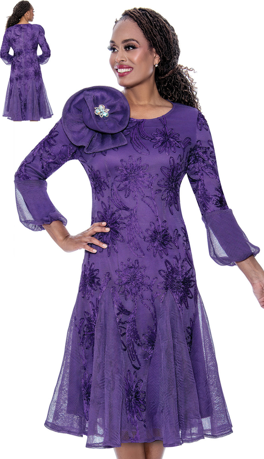 Stellar Looks SL600351-PUR-Designer Church Dress