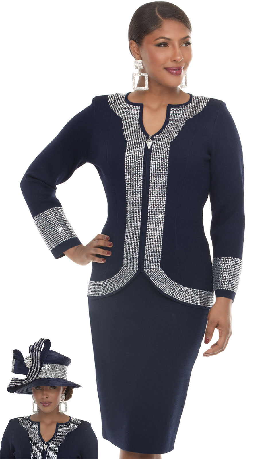 Donna Vinci 13475-NVY-H Church Hat