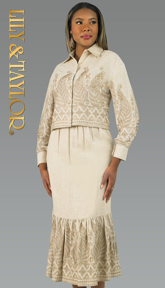 Lily And Taylor 5050-GLD-QS Church Dress