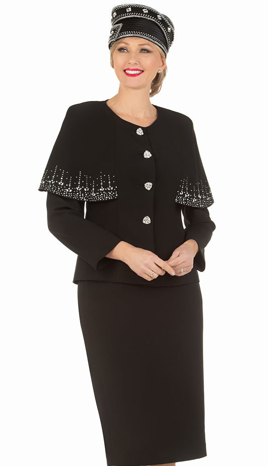 Giovanna S0736-BLK-H Church Suit-Hat