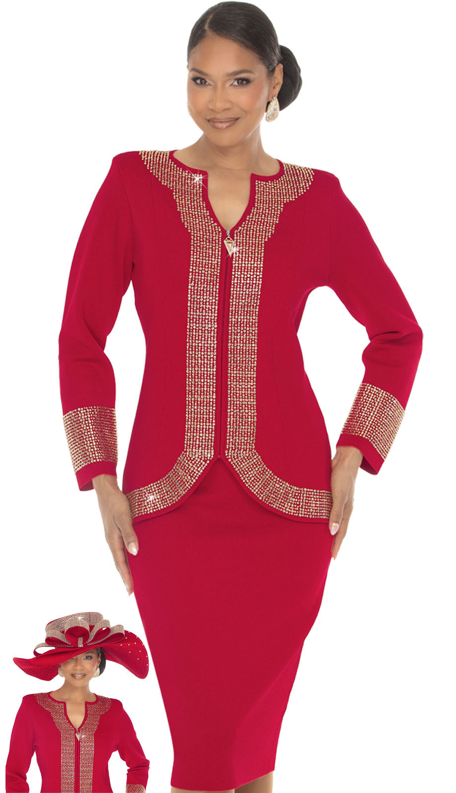 Donna Vinci 13475-RED-H Church Hat