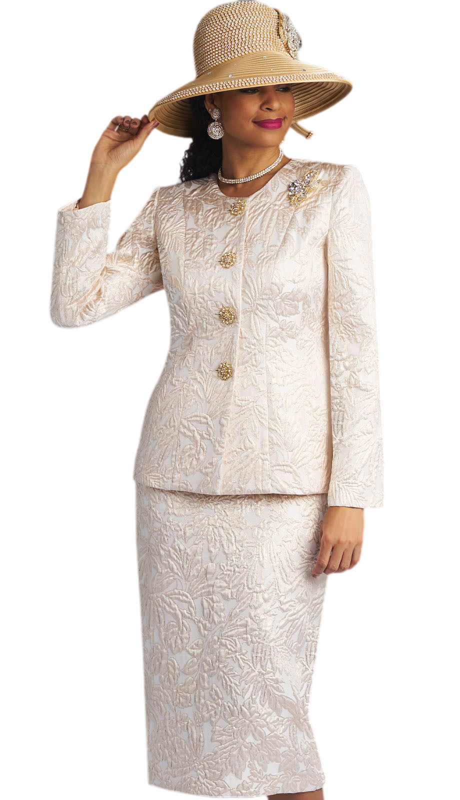 Lily And Taylor 4805-IWG-H Church Suit-Hat