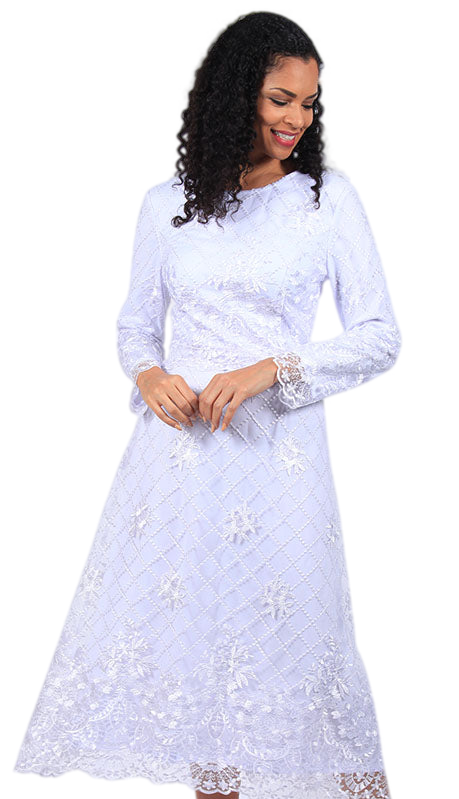 Diana Couture 8667-WHT Church Dress