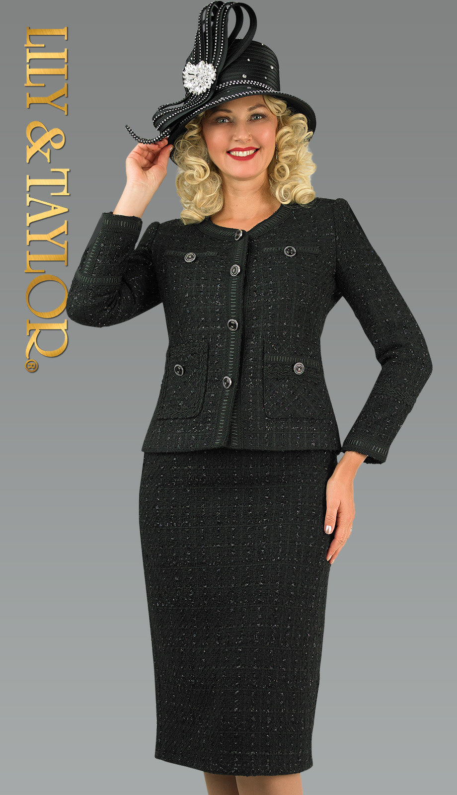 Lily And Taylor 4958-BLK Church Suit