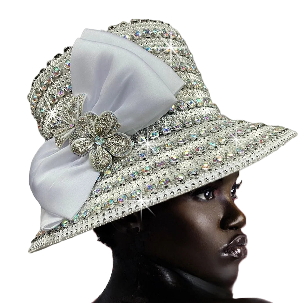Church Hat 2520B FABERGE-WHT-AB