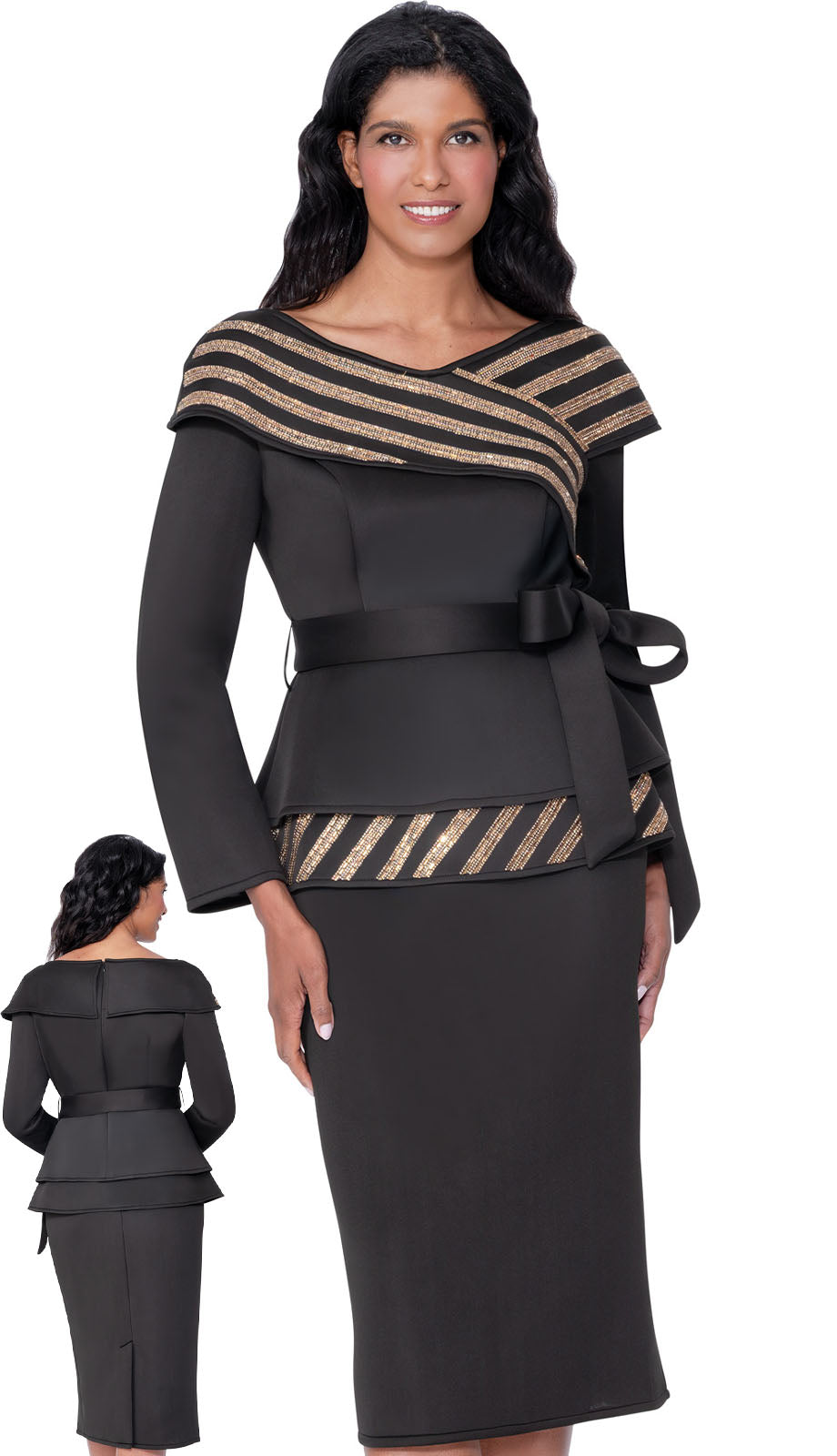 Stellar Looks SL600672-BLK-QS Church Suit
