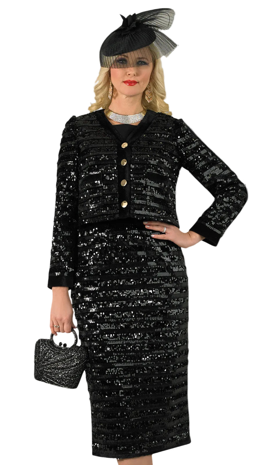 Lily and Taylor 5014-BLK-QS Church Suit
