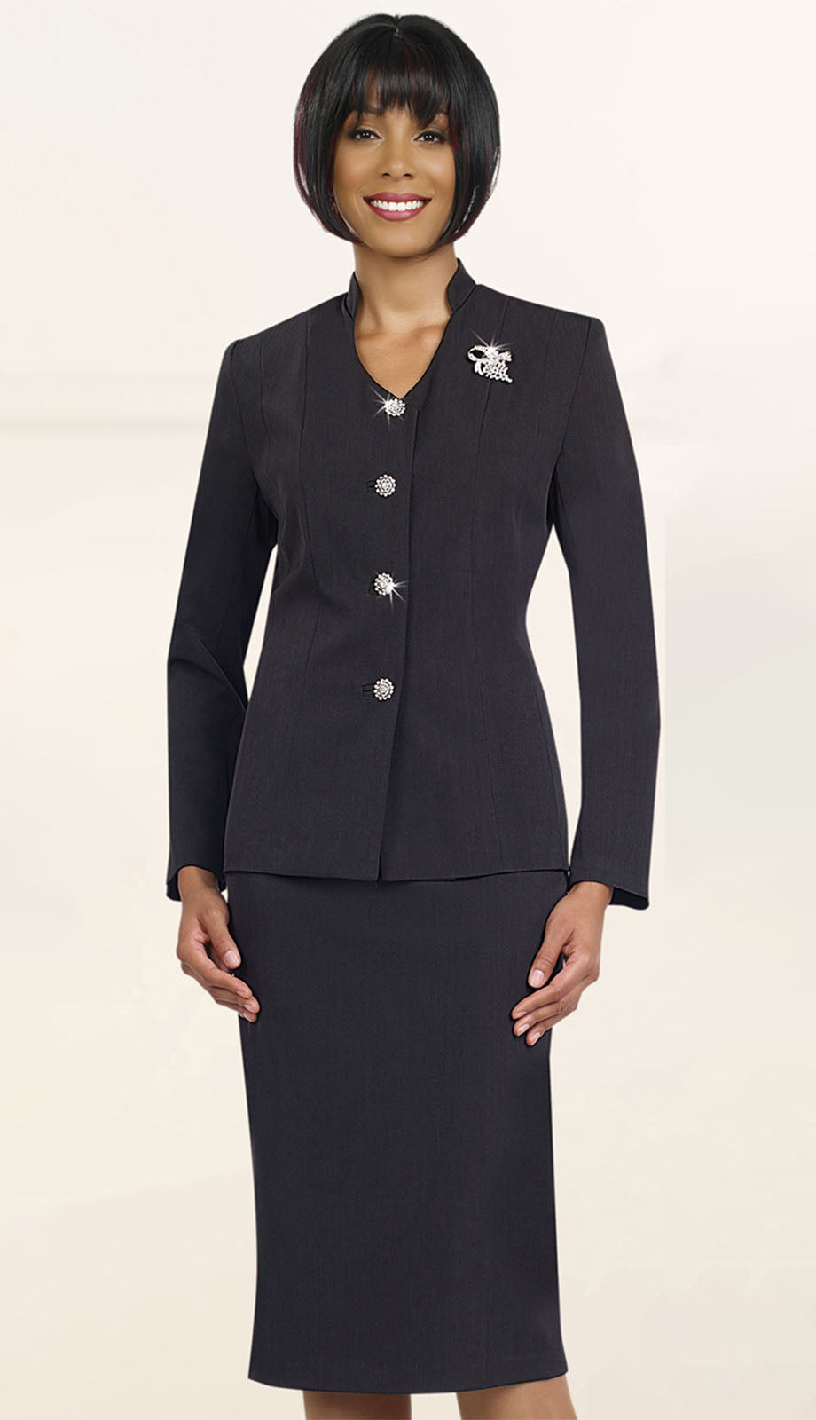 Ben Marc 78096-BLK Ladies Usher Suit for Church