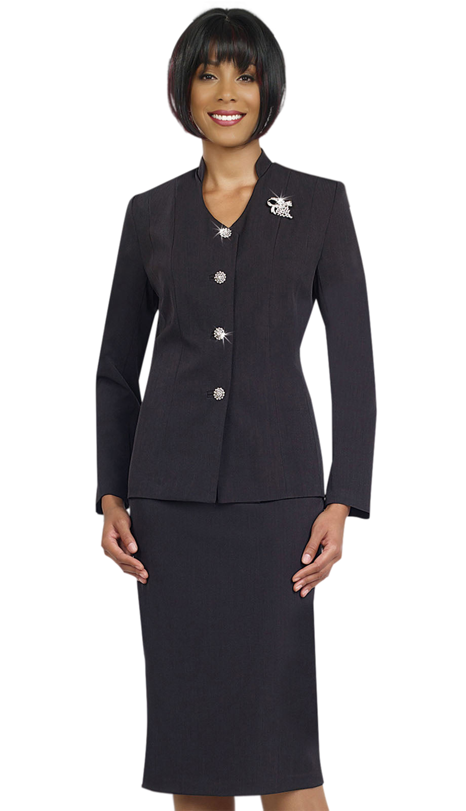 Ben Marc 78096-BLK Ladies Usher Suit for Church Black / 28