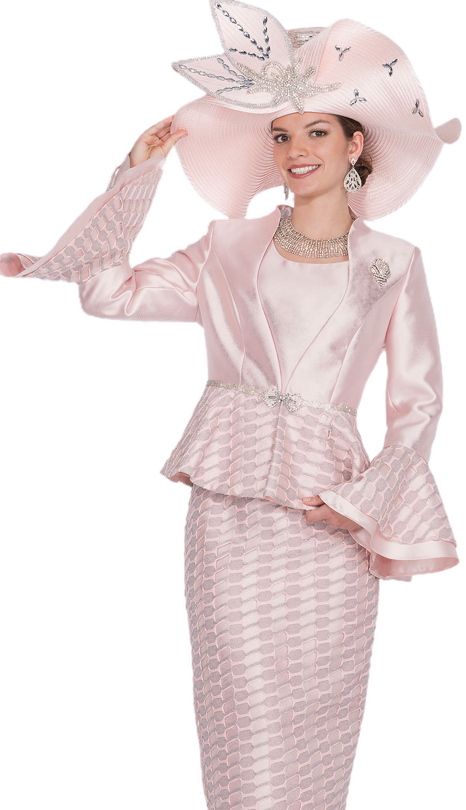 Elite Champagne 6055-PNK Church Suit-Hat