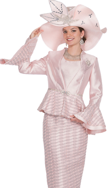 Elite Champagne 6055-PNK Church Suit-Hat