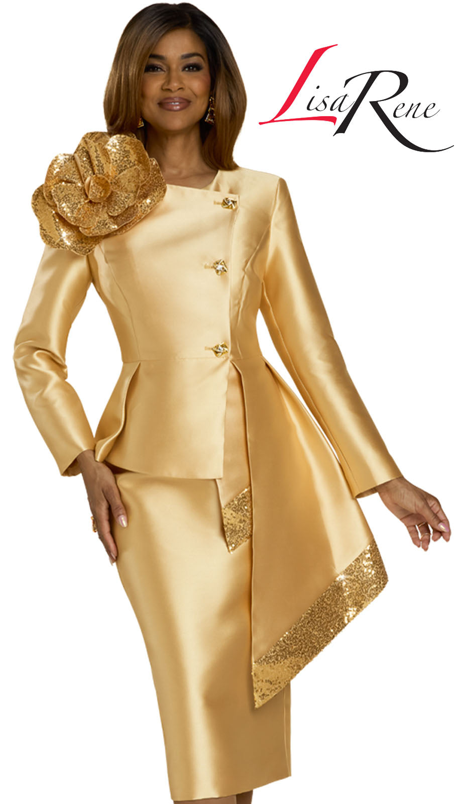 Lisa 66972-GLD-QS Church Suit
