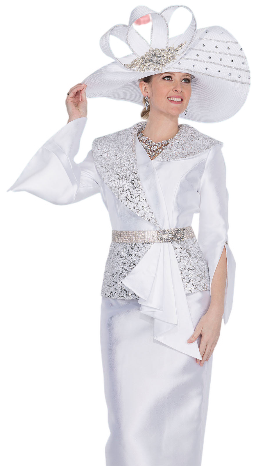 Elite Champagne 6056-WHT Church Suit