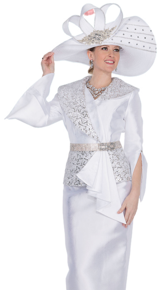 Elite Champagne 6056-WHT Church Suit