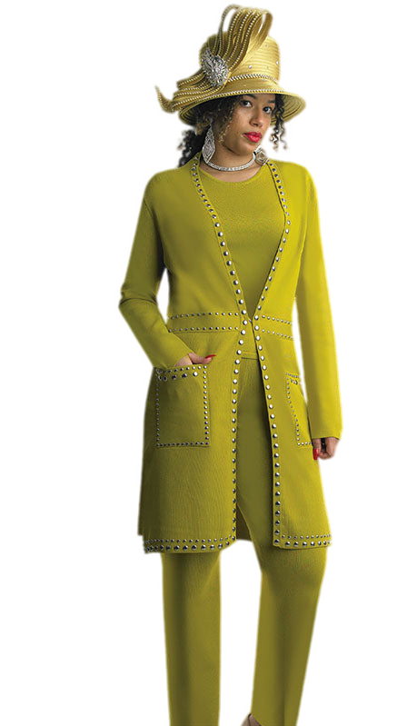 Lily And Taylor 783-KIWI Ladies Pant Suit-Hat